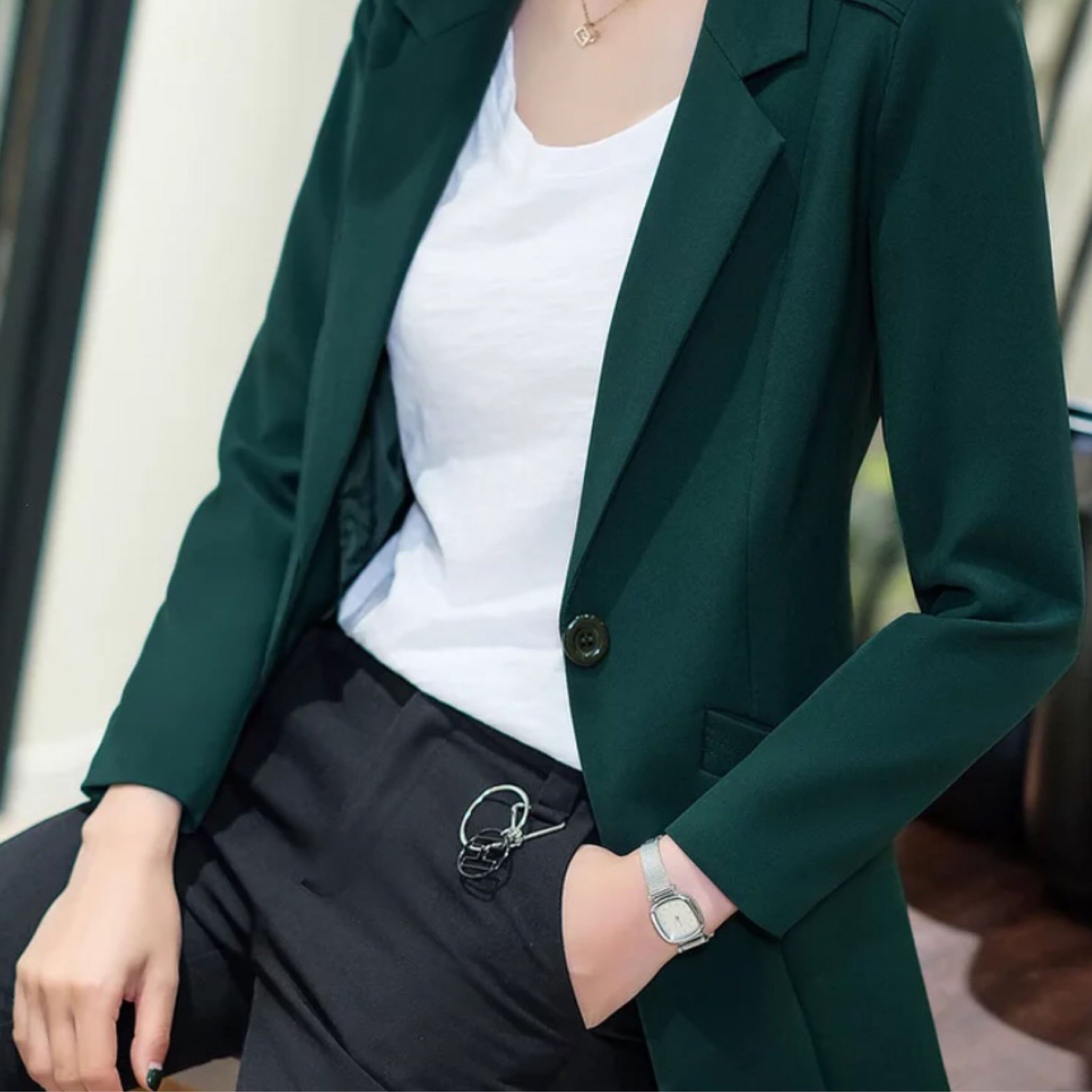 Emerald green 2025 ladies jacket